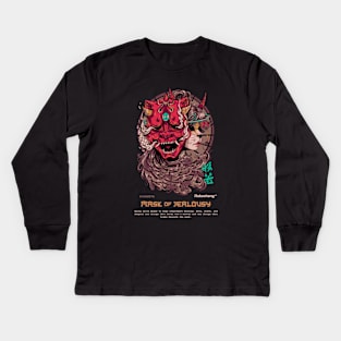 Anime Japanese Oni Girl Demon Orochi Mask of Jealousy Nekocheng #003 Hannya Kids Long Sleeve T-Shirt